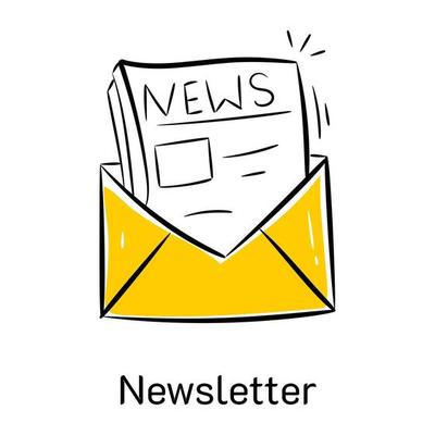 A customizable hand drawn icon of newsletter