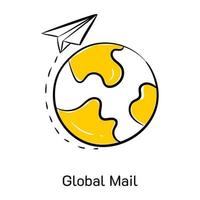 Modern hand drawn icon of global mail vector