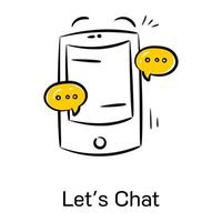 A customizable hand drawn icon of let chat vector