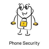 Grab this amazing hand drawn icon of phone security vector