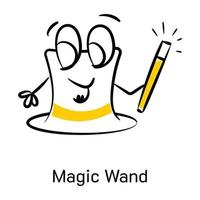 A captivating hand drawn icon of magic wand vector