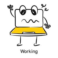A cute hand drawn icon of working vector