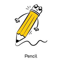 Get a glimpse of this cute pencil icon, sketchy style vector