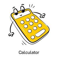 Trendy hand drawn icon of calculator vector