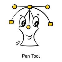 Catch a sight of pen tool icon, hand drawn style vector