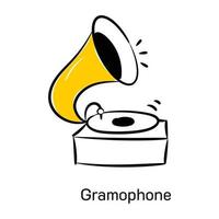 A well-designed sketchy icon of gramophone vector