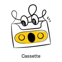 Audio recorder, hand drawn icon of cassette vector