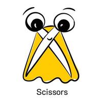 A scalable hand drawn icon of scissors