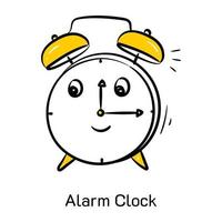 Creatively designed doodle icon of alarm clock vector