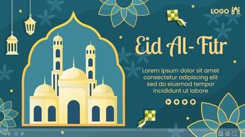 Happy Eid Al-Fitr Mubarak Thumbnail Template Flat Design Illustration Editable of Square Background for Social Media, Poster ot Greeting Card vector