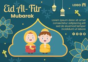 Happy Eid Al-Fitr Mubarak Brochure Template Flat Design Illustration Editable of Square Background for Social Media, Poster ot Greeting Card vector