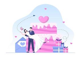 Wedding Organizer Providing Decoration Service or Making Plans Before Married Ceremony in Flat Background Cartoon Style Illustration