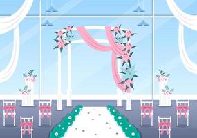 Wedding Organizer Providing Decoration Service or Making Plans Before Married Ceremony in Flat Background Cartoon Style Illustration