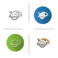 Circular saw icon. Flat design, linear and color styles. Disc saw. Isolated vector illustrations