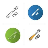 Ratchet icon. Flat design, linear and color styles. Isolated vector illustrations