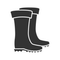 Rubber boot glyph icon. Waterproof shoes. Fishing equipment. Silhouette symbol. Negative space. Vector isolated illustration