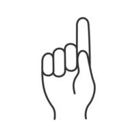 Heaven pointer hand linear icon. Thin line illustration. God gesture. Index finger up. Contour symbol. Oneness of god. Vector isolated outline drawing