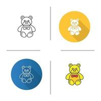 Teddy bear icon. Flat design, linear and color styles. Isolated vector illustrations