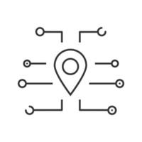 GPS navigation linear icon. Thin line illustration. Digital mapping. Map pinpoint. Contour symbol. Vector isolated outline drawing