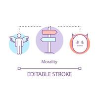 Morality concept icon. Ethical dilemma idea thin line illustration. Moral choice making. Ethical decision. Complex issue, problem solving. Honesty. Vector isolated outline drawing. Editable stroke