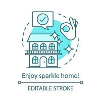 Enjoy sparkle home concept icon. Cleaning service booking idea thin line illustration. Cleanup company. Domestic work. Home maintenance. Vector isolated outline drawing. Editable stroke