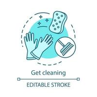 Get cleaning concept icon. Cleaning service booking idea thin line illustration. Domestic work. Cleanup planning. Home maintenance. Vector isolated outline drawing. Editable stroke