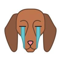 beagle lindo carácter vectorial kawaii. perro con bozal de sufrimiento. perrito doméstico triste. animal llorando en voz alta con lágrimas. emoji divertido, pegatina, emoticono. ilustración de color de dibujos animados aislados