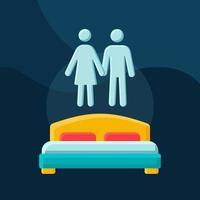 Double room flat concept vector icon. Hostel, dormitory booking idea cartoon color illustrations set. Hotel suite for couple. Accommodation with double bed. Isolated graphic design element