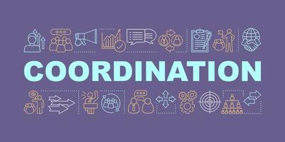 Coordination word concepts banner. Personal success. Skill improvement. Leadership. Isolated typography idea with linear icons. HR soft skills and professional qualities. Vector outline illustration