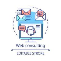 Web consulting concept icon. Technical support service idea thin line illustration. Contact, call center. Online helpdesk. Web specialist, consultant. Vector isolated outline drawing. Editable stroke
