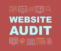 Website audit word concepts banner. Digital marketing. Web analytics, statistics. SEO research. Presentation, website. Isolated lettering typography idea with linear icons. Vector outline illustration