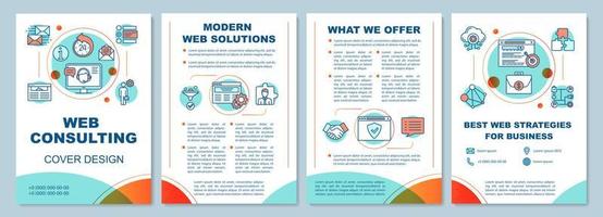 Web consulting brochure template layout. SEO. Digital marketing. Flyer, booklet, leaflet print design with linear illustrations. Vector page layouts for magazines, annual reports, advertising posters