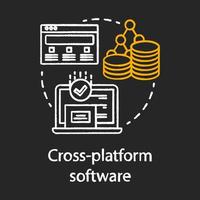 Cross platform software development chalk concept icon. Adaptive programming application idea thin line chalkboard illustration. Responsive app, internet technology. Vector isolated outline drawing