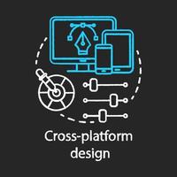 Cross platform design chalk concept icon. Responsive user interface development, usability idea thin line chalkboard illustration. Adaptive application UI, UX, GUI. Vector isolated outline drawing