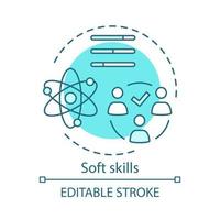 Soft skills turquoise concept icon. Teamwork idea thin line illustration. Interpersonal development, leadership, professional relationship. Human resources isolated outline drawing. Editable stroke vector