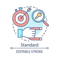 Standard concept icon. CRM subscription tariff idea thin line illustration. Customer relationship management. Client identity. Customer database. Vector isolated outline drawing. Editable stroke