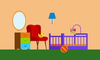 Kids room decor logo. Furniture room for children vector