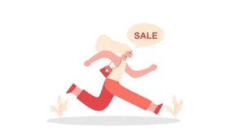 Young girls running for sale big discounts illustration vector