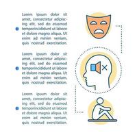 plantilla de vector de página de artículo de sentimientos duros. desesperación, tristeza, contención, rumiación, depresión. elemento de diseño de folleto con iconos lineales, cuadros de texto. diseño de impresión. ilustraciones conceptuales, espacio de texto