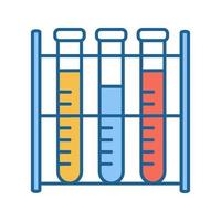 Lab analysis color icon. Blood test. Laboratory diagnostics. Test tubes rack. Isolated vector illustration