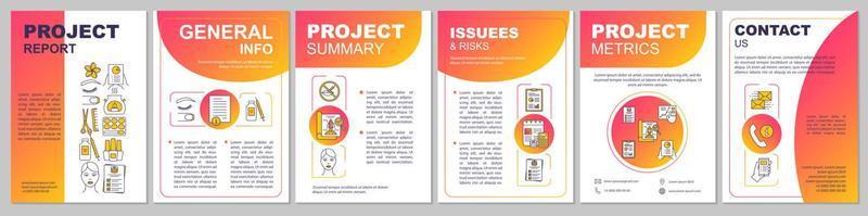 Project report brochure template layout. Manicure salon. Flyer, booklet, leaflet print design with linear illustrations. Nail service. Vector page layouts for magazines, advertising posters