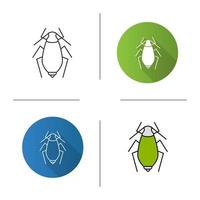 Aphid icon.Flat design, linear and color styles. Insect pest. Plant lice. Isolated vector illustrations