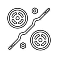 Barbell linear icon. Curl bar with weight plates. Fitness equipment. Thin line illustration. Contour symbol. Vector isolated outline drawing