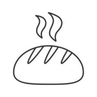 Fresh white round bread linear icon. Thin line illustration. Contour symbol. Vector isolated outline drawing