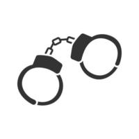 Handcuffs glyph icon. Manacle. Silhouette symbol. Negative space. Vector isolated illustration