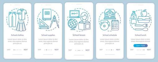 Education onboarding mobile app page screen vector template. Knowledge gaining, school learning walkthrough website steps with linear illustrations. UX, UI, GUI smartphone interface concept