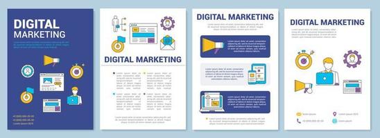 Digital marketing brochure template layout. Advertising. Flyer, booklet, leaflet print design with linear illustrations. Vector page layouts for magazines, annual reports, advertising posters