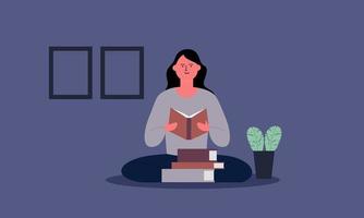 Woman reading book concept illustration vector