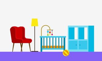 Kids room decor logo. Furniture room for children vector