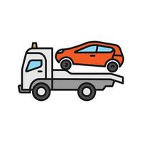 Tow truck color icon. Evacuator. Car wrecker. Isolated vector illustration